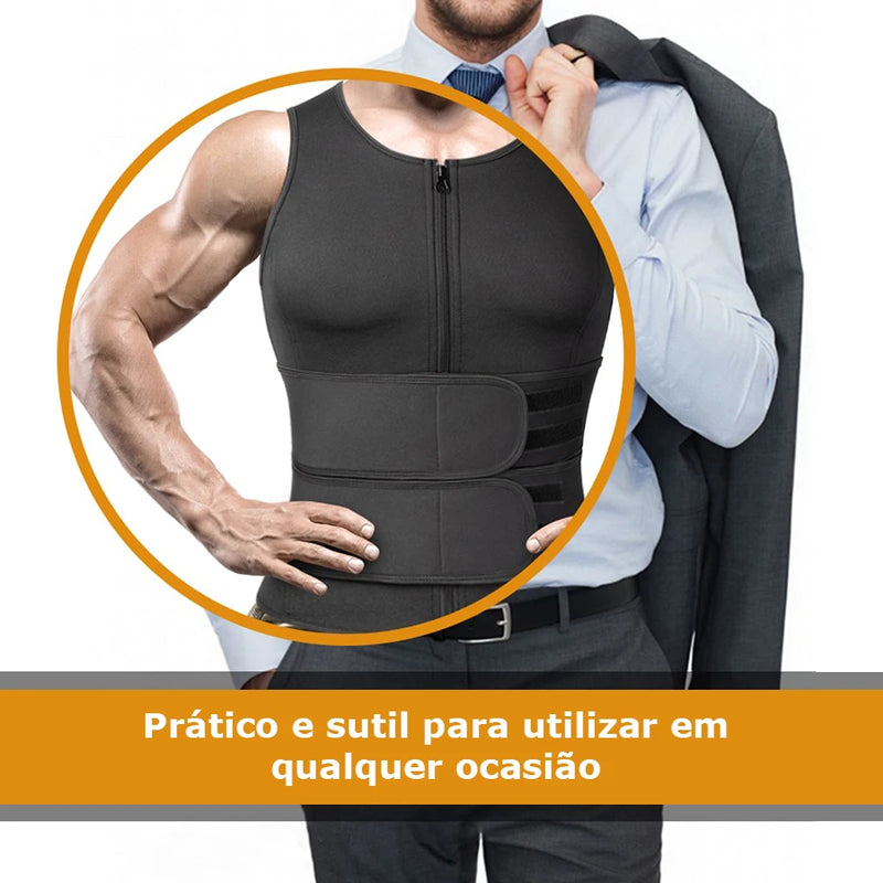 Regata queima gordura Cinta Modeladora Térmica Compressão Abdominal Masculina