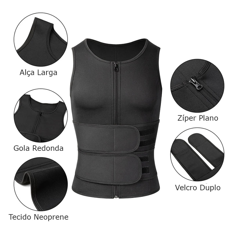 Regata queima gordura Cinta Modeladora Térmica Compressão Abdominal Masculina